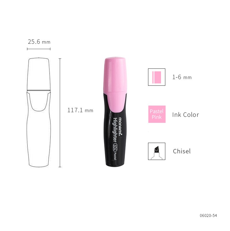 Monami 604 Pastel Color Highlighter Pen Mild Colors Marker Liner Highlighting Drawing Painting Office School Supplies A6088: Pastel Pink