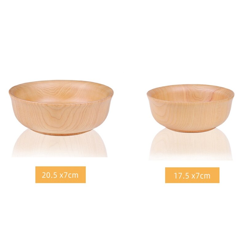 Wooden Bowl Soup Bowl Salad Bowl Instant Noodle Bowl Rice Bowl Snack Bowl Household Thick-Bottomed Bowl