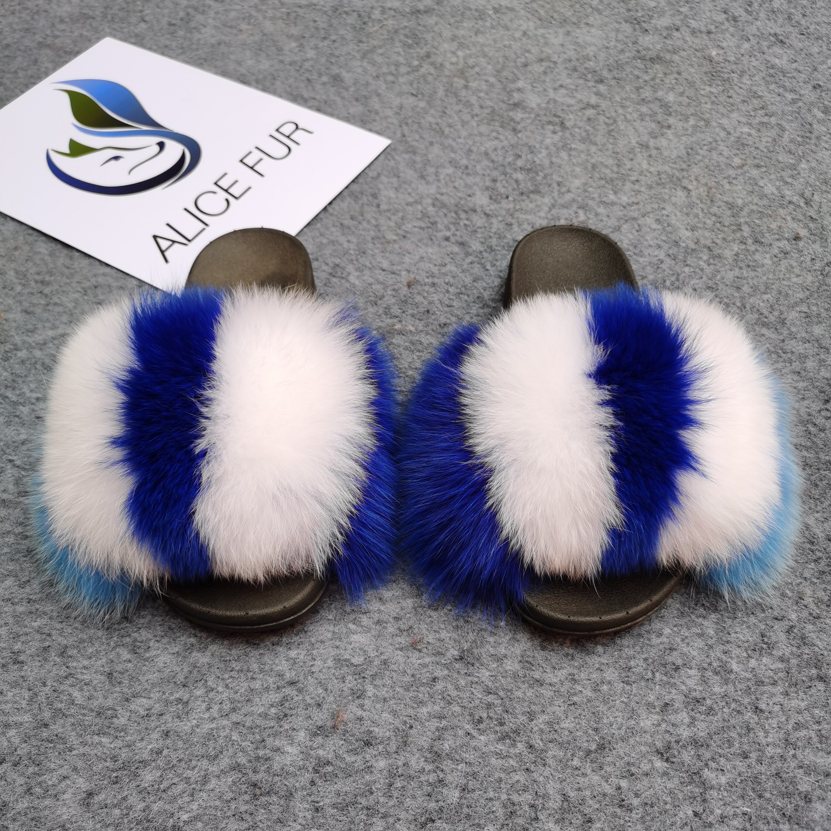 Factory Supply Handgemaakte Bont Slides Wasbeer Vos Glijbaan Vendor Custom Logo Pluizige Echt Slipper: 17