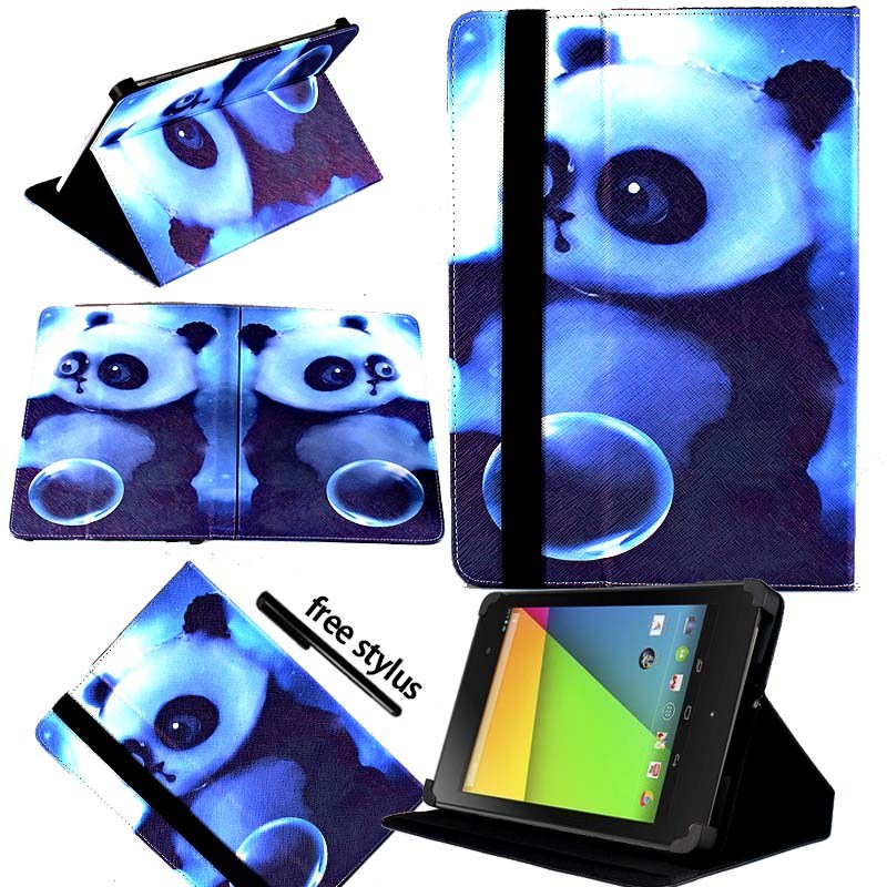 KK & LL Für Google Nexus 7 (1st 2th, Gen Gen ) -leder Tablet Ständer Folio Abdeckung Fall + Freies stylus: Panda