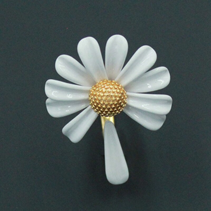 Frühling Weiße Emaille Gänseblümchen Blume Jahrgang Ringe Elegante Einfache Temperament Öffnung Gänseblümchen Ringe Für Frauen Schmuck Party