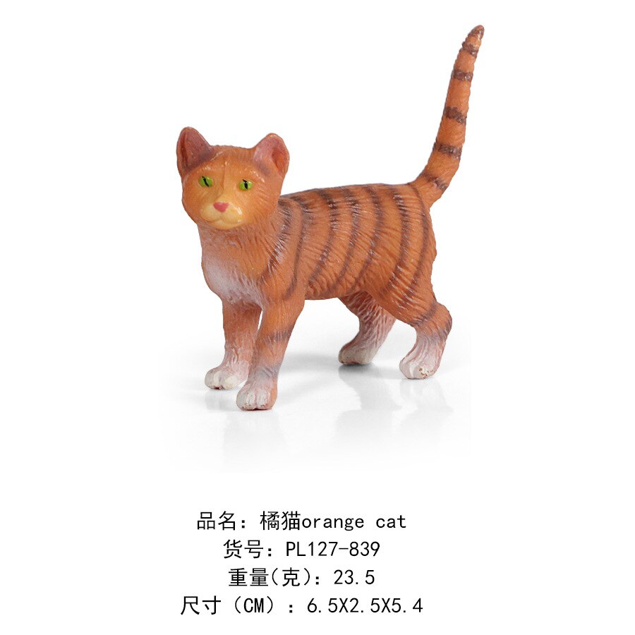 Børn model fast kæledyr kat model gul kat persisk sort og hvid killing statisk dyremodel legetøjsdekoration: 839