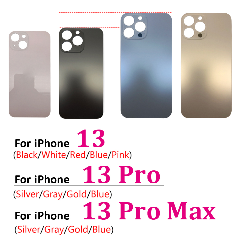 Big Hole powrót bateria drzwi tylna pokrywa szklana pokrywa baterii Case z klejem zamiennik dla iPhone 13 Pro Max