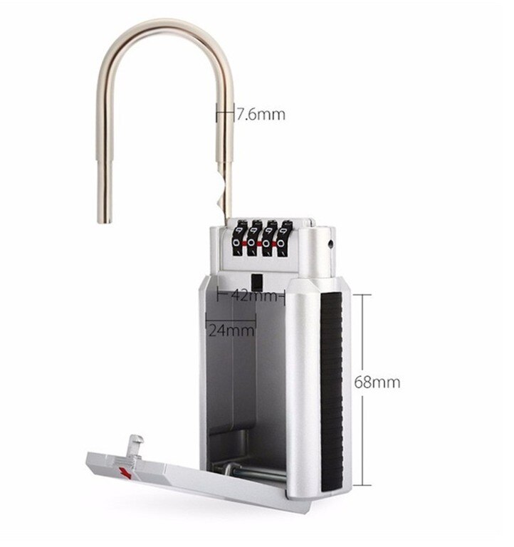 Keyed Locks Secret Security Padlock Key Storage Box Organizer Zinc Alloy Safety Lock with 4 Digit Combination Password