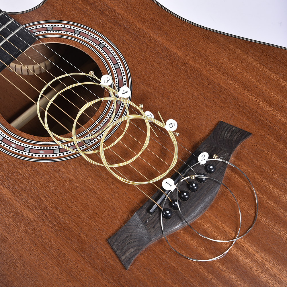 6 pçs/set universal guitarra acústica corda de bronze hexagonal aço núcleo cordas para instrumentos musicais guitarras cordas parte da guitarra