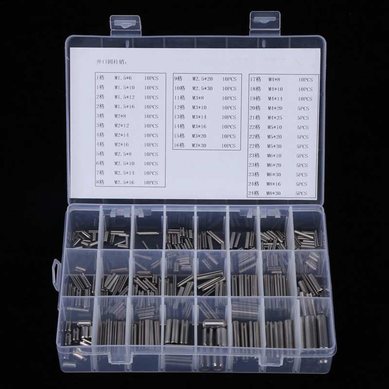 280Pcs Stainless Steel Spring Tension Roll Pins Set M1.5 M2 M2.5 M3 M6 M8