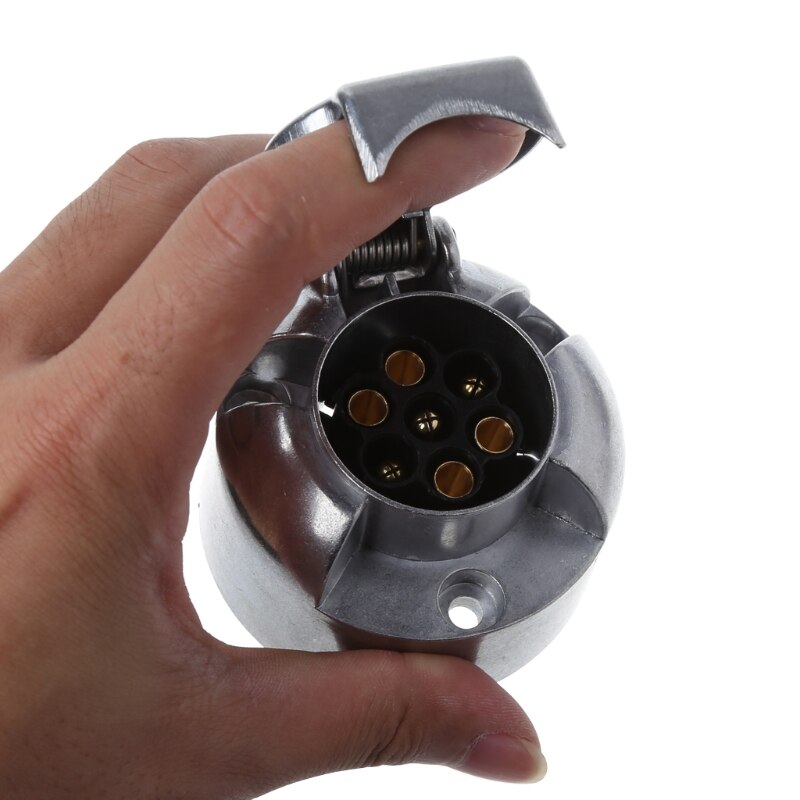 7 Pins 12N Towing Electric Metal Trailer Caravan Car Plug Socket Towbar Chrome