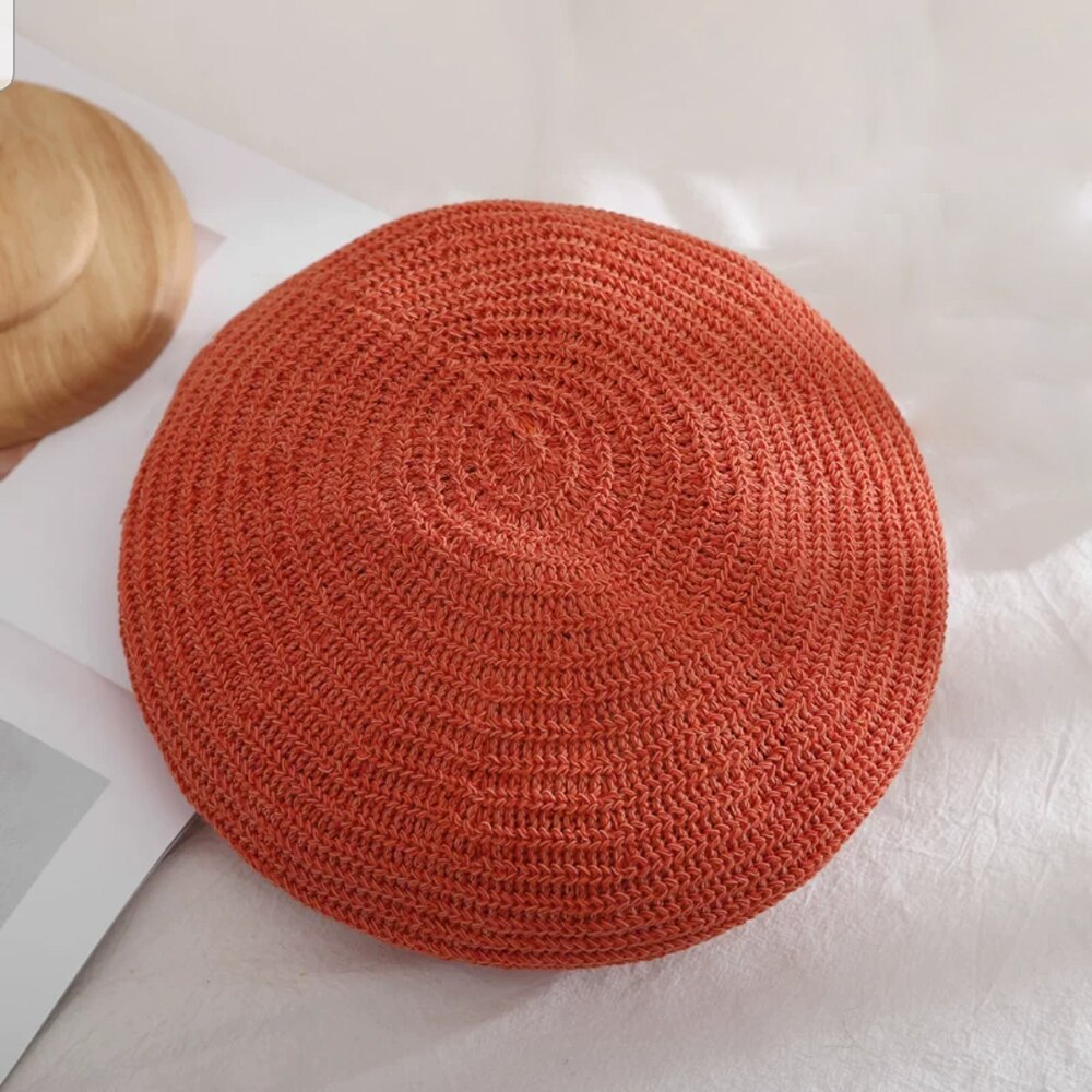 ¡Novedad de ! Boinas de punto para primavera y verano para mujer, gorro liso de algodón para mujer, gorras francesas de ganchillo a la con estrellas, gorro de pintor: 2
