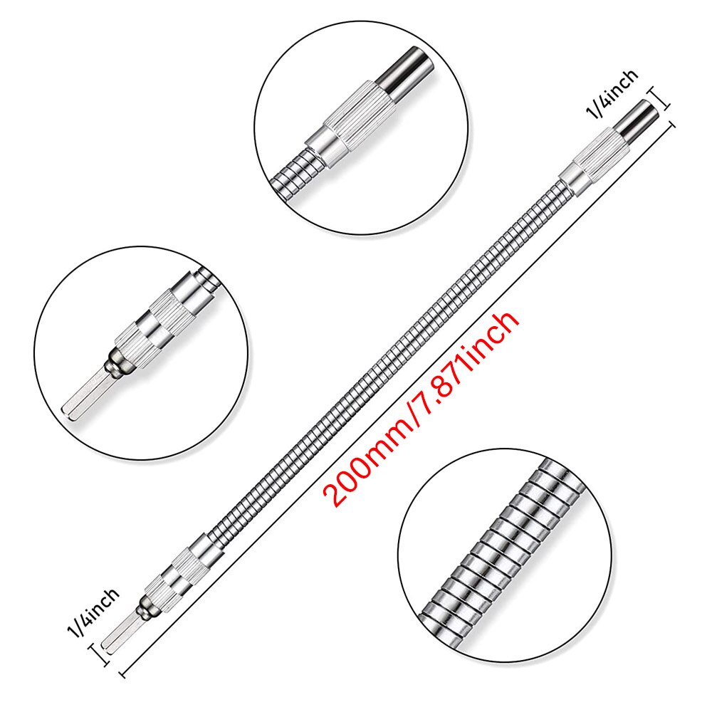 Flexible Shaft Extension Rod Drill Bit Holder Soft Drill Connection Adaptor Screwdriver Extension Shaft for Power Drill: 200mm