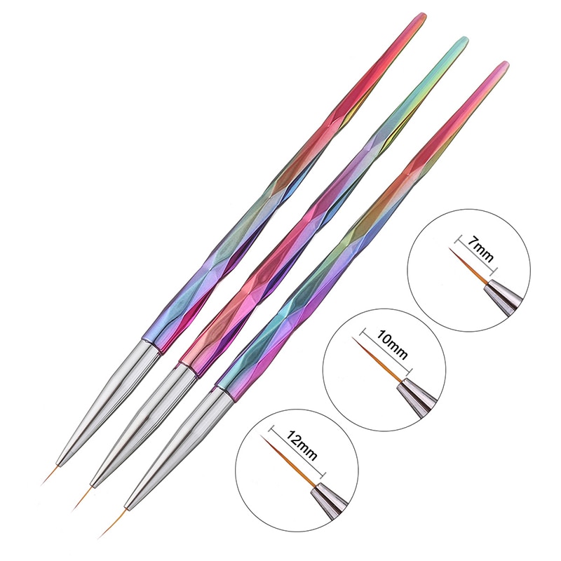 3 Stks/set Regenboog Handvat Nylon Kwast 7/9/11Mm Aquarel Nail Brush Pen Voor Studenten Meisjes school Office Art Supplies