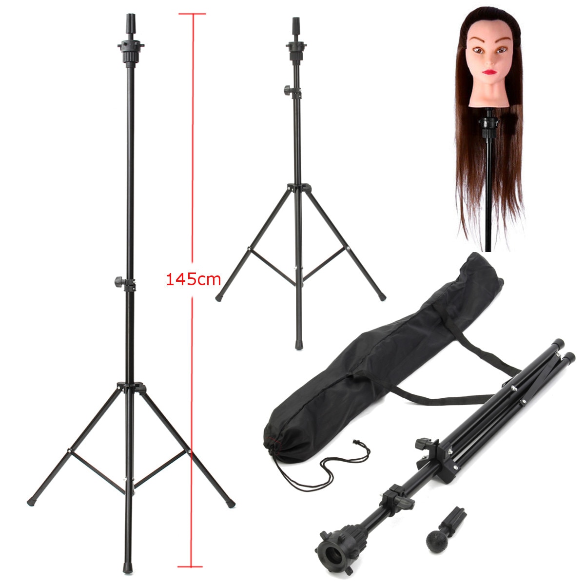 Trípode ajustable soporte maniquí cabeza trípode peluquería entrenamiento cabeza titular pelo soporte para pelucas herramienta de entrenamiento