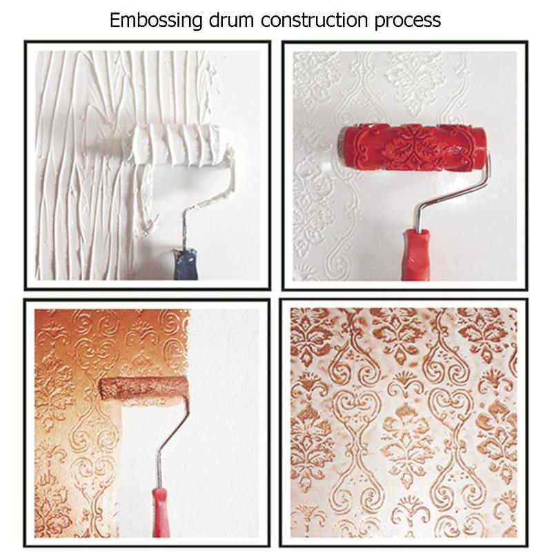 7inch Imitation Brick Pattern Embossing Cylinder Wall Paint Roller Brushes Diatom Mud Construction Tool