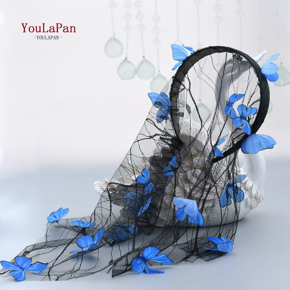 Youlapan-velo De encaje con bordado De mariposa 3D para mujer, bufanda De Hijab con Veu De Noiva, velo De novia De flores, V63
