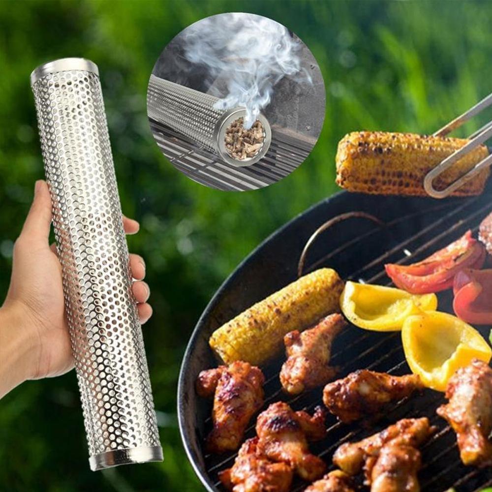 Fyrkantig rund bbq grill kallrökning mesh rör rök rökare rostfri generator pellet  s4 z 5