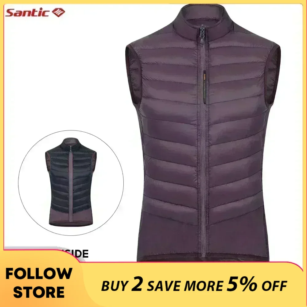 Santic heren fietsvest, dubbelzijdig, draagbaar, warm vest voor racefietsen, lichtgewicht, ademend, donsjack, aziatische maat