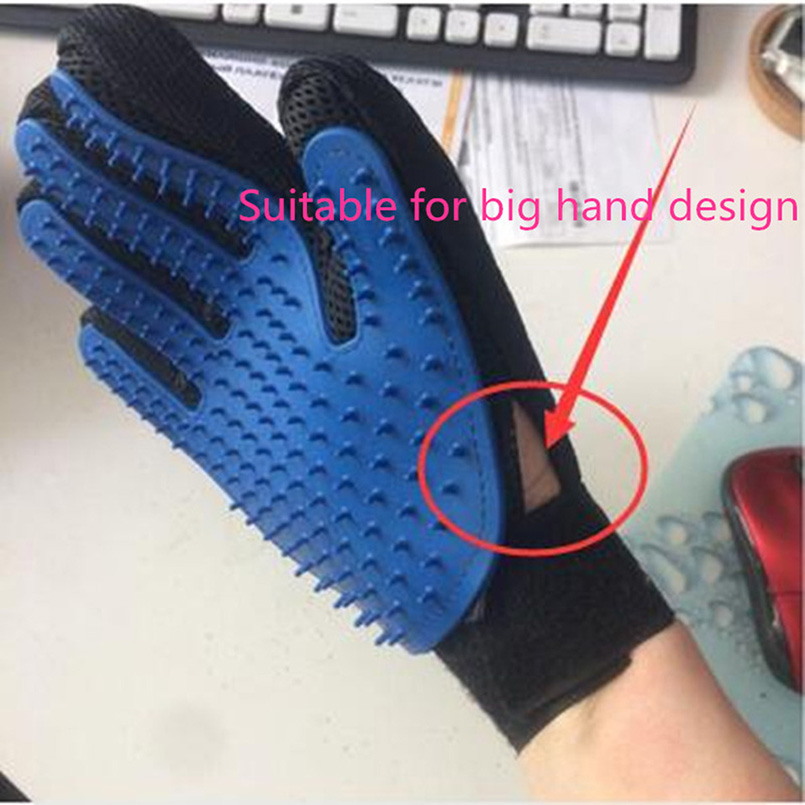 Guante de cepillo azul para animales y gatos, cepillo de limpieza, guantes de silicona para dedos para gatos, perros, removedor de pelo de mascotas, guante para acicalamiento de gatos