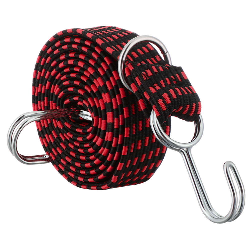 Elástico de borracha bagagem corda cabo ganchos bicicletas corda gravata bagagem telhado rack cinta banda fixa gancho acessórios da motocicleta: Vermelho