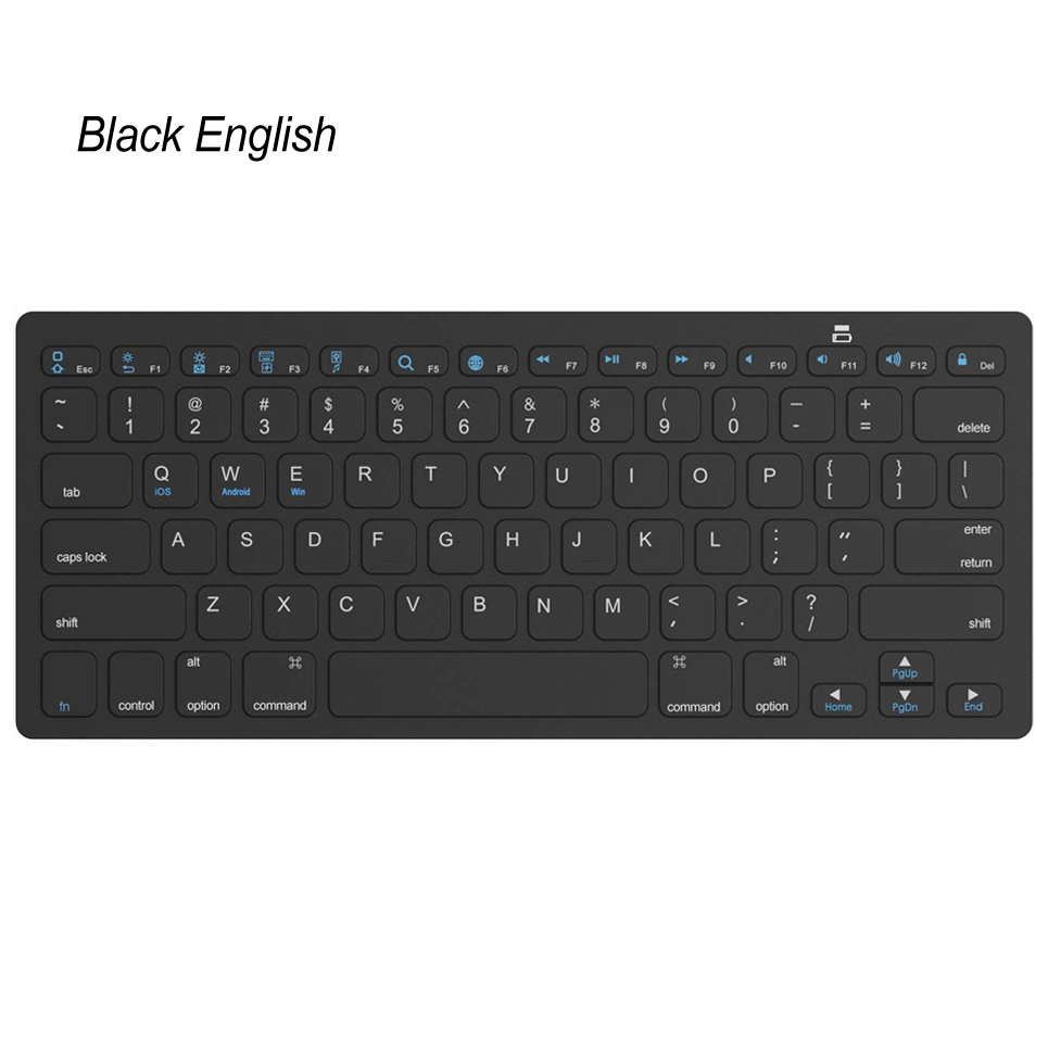 Multi-Lingual Universal Wireless Bluetooth Keyboard Ultra Slanke Draadloze Toetsenbord Compatibel Voor Ios Ipad Android Tabletten Windows: US-Black