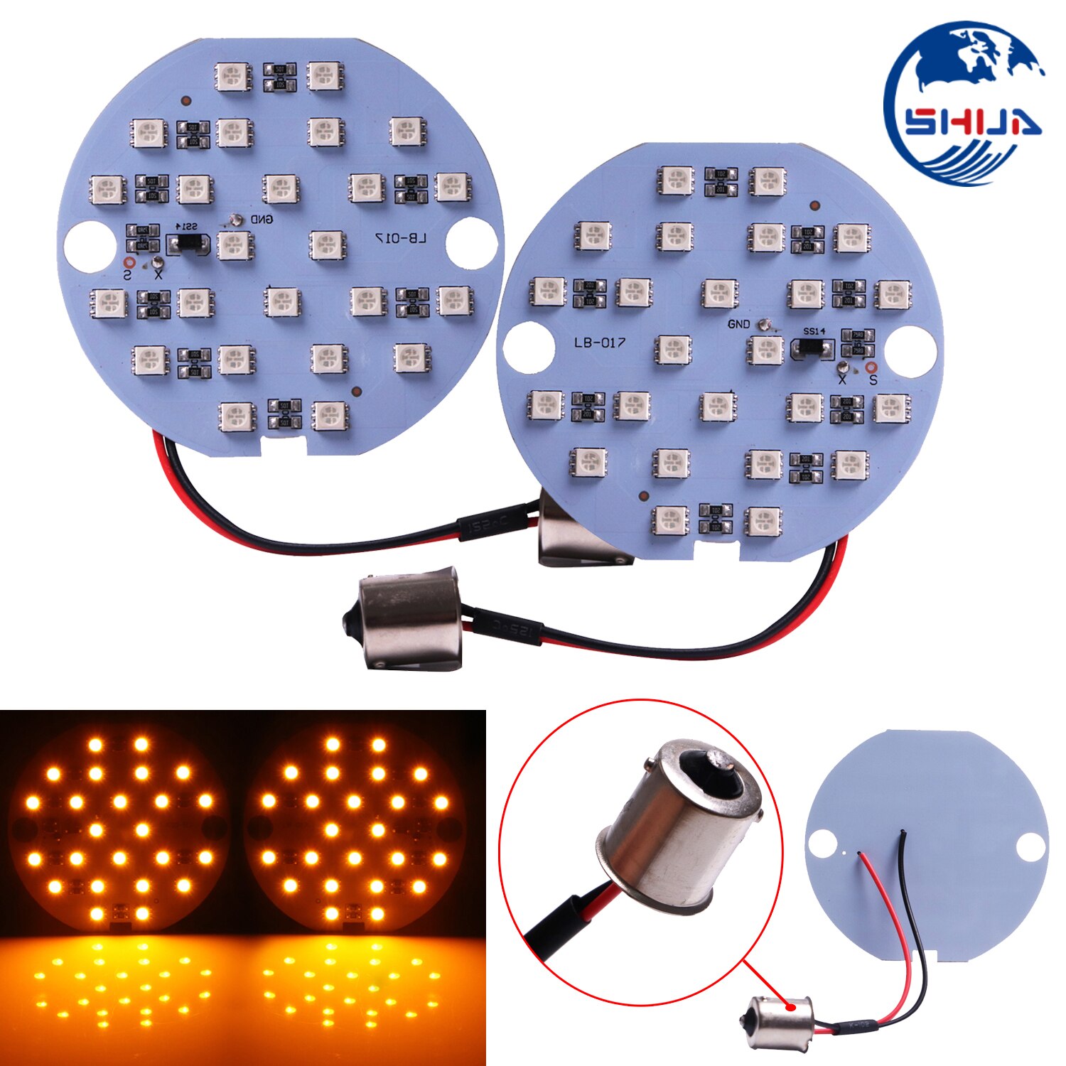 2pcs 3" Bulb 1156 LED Turn Signal Panel Light Amber For Harley Touring Road King Electra Road Ultra Glide Softails 86-14