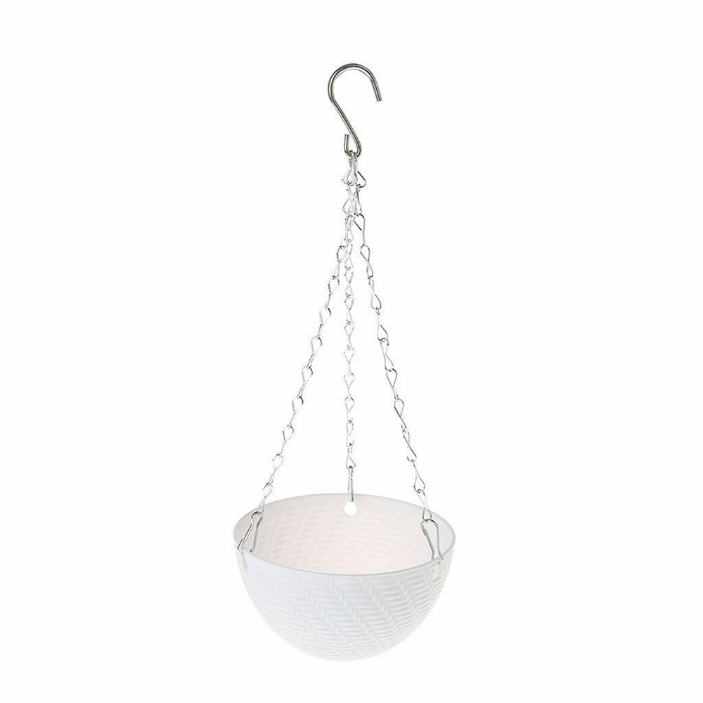 1 pcs Plant Chain Basket Hanging Garden Flower Pot Home Plastic Planter Decoration: White