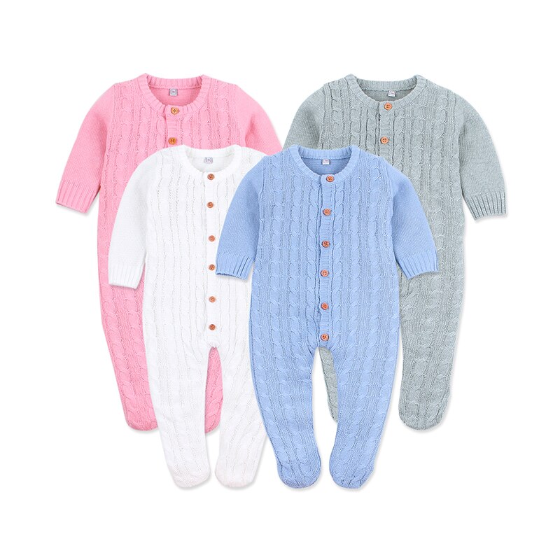 Herfst Baby Baby Meisjes Lange Mouw Gebreide Solid Print Rompertjes Kinderen Jongens Bodysuit Jumpsuit Aankomst