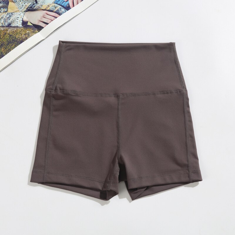 Heiße Frauen Casual Hohe Elastische Taille Engen Fitness Dünne Dünne Tanzen Shorts Einfarbig Übung Shorts Weibliche Mädchen Sommer Herbst: Coffee / L