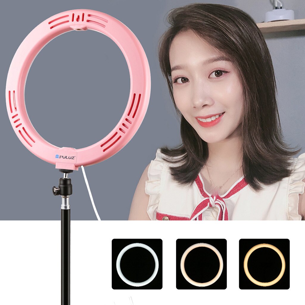 Ring Light 10.2 Inch Dimmable RGB Ring Light with Phone Clamp and Remote for Makeup Video Camera Accessories Fiber Camera