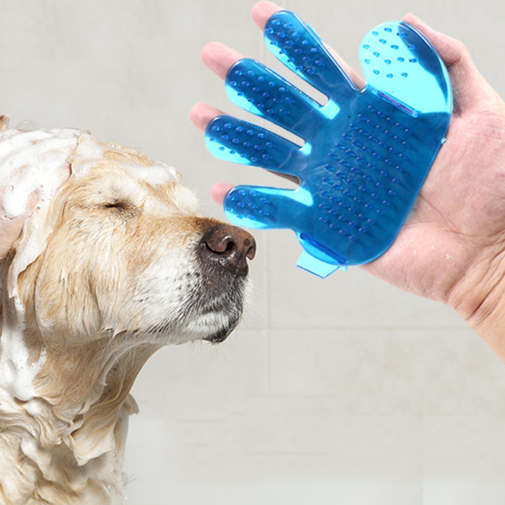 Hund kat shampoo børste massage gummibørster karry kam massagehandsker hårbørste brusebad håndformede børster