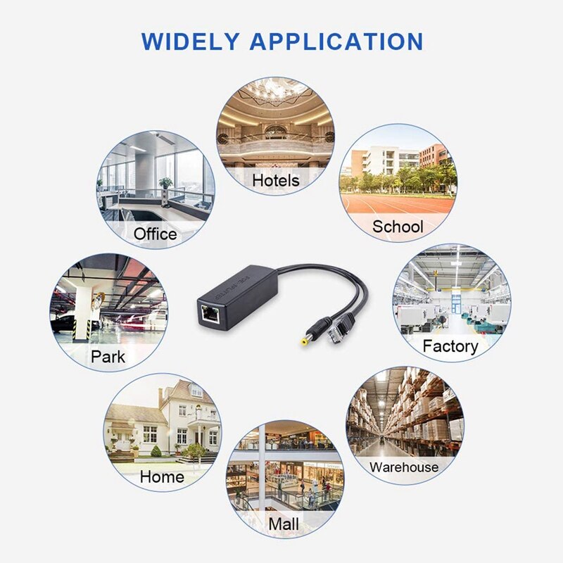 3PCS PoE Splitter 48V to 12V POE Connectors Splitter Extender Injector IEEE802.3Af/At 10/100M for Hikvision POE Splitter