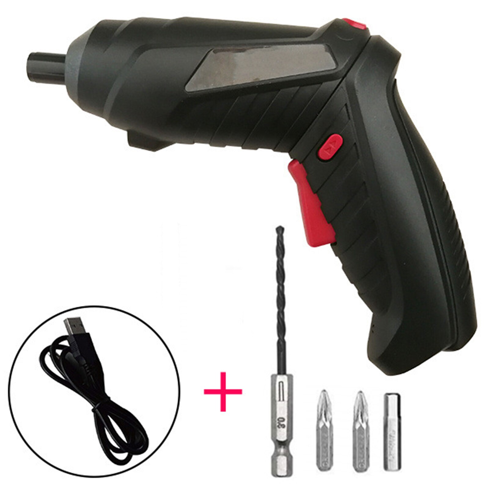 Electric Screwdriver Quare Head Adapter Wrench Lithium Battery 3.6V Portable Mini Power Tools USB Data Cablex: Black-4