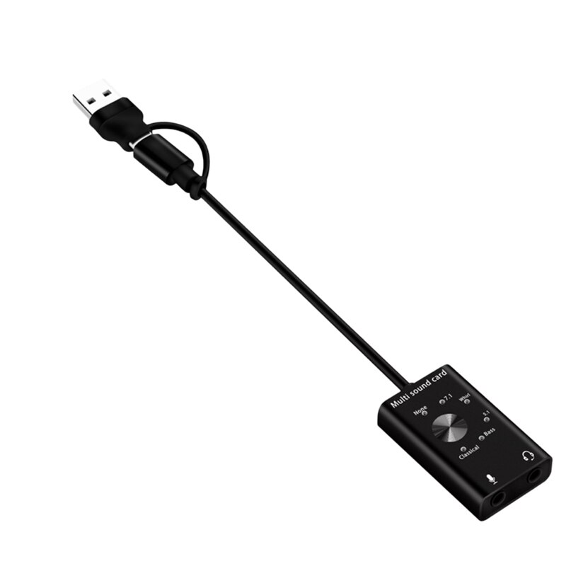 Draagbare Usb 7.1 Geluidskaart Externe Usb Oortelefoon/Microfoon Interface Geluidskaart Voor Windows/Mac/Linux