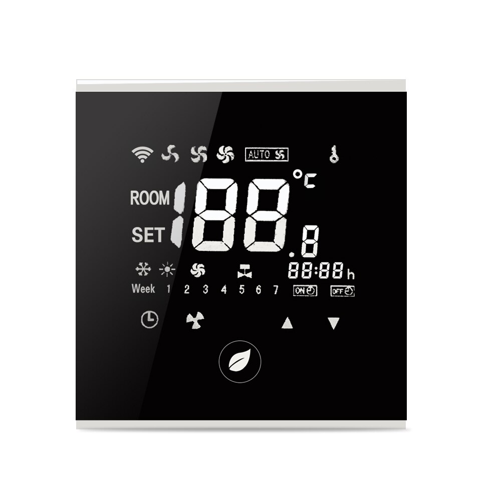 5A Tuya Wifi Smart Fan Coil Touch Screen Thermostat 220VAC Weekly Programming for Air Conditioning Temperature Cooling Heating