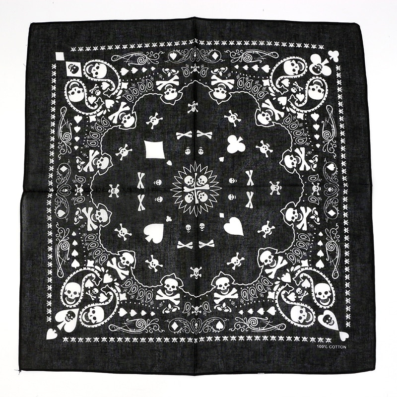 Klassisk svart hodeskalle rosetrykk bandana menn hiphop bomull firkantet skjerf ridemasker pannebånd hodeskjerf hodeplagg: B
