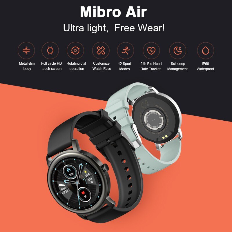 Mibro ar relógio inteligente android ios relógio de fitness ip68 à prova dip68 água bluetooth 5.0 monitor sono freqüência cardíaca rastreador smartwatch