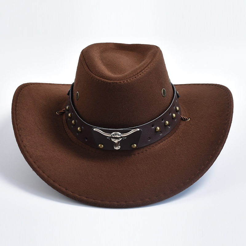 Nuevos sombreros de vaquero del oeste de gamuza Artificial, sombrero de Jazz de vaquera de caballero Vintage de borde grande, sombrero de Cosplay para de vacaciones