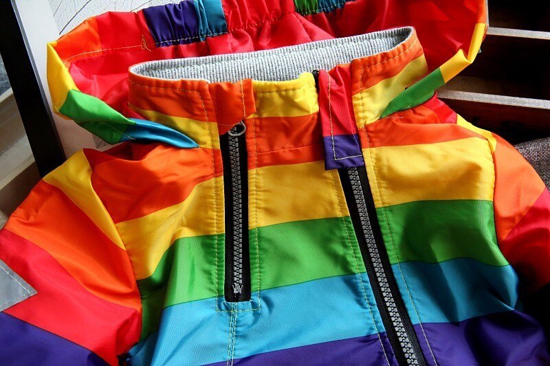 Ropa de manga larga para bebés de primavera y otoño, chaqueta para bebés y niñas, Abrigo con capucha para niños, ropa con protección solar, chaqueta de rayas del arco iris