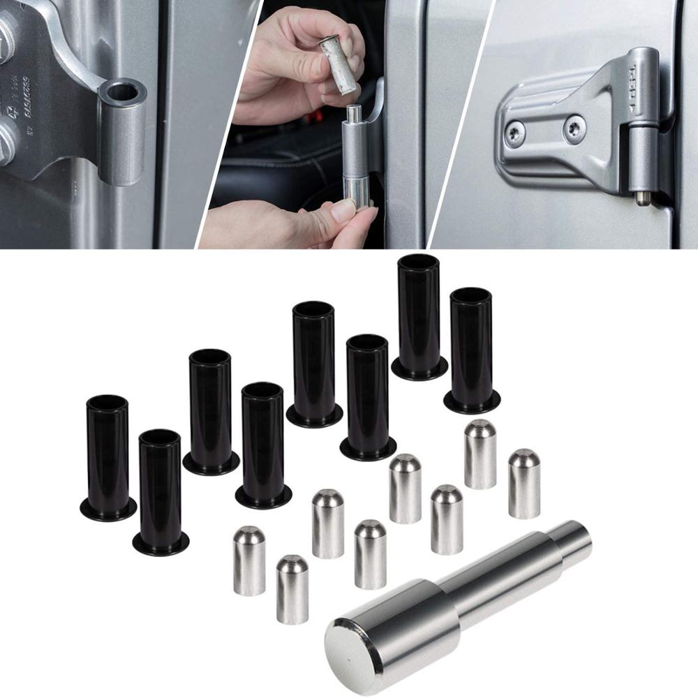 17pcs/Set Door Pin Guides &amp; Door Bushing Removal Tool For Jeep Wrangler JK JL Stainless Steel Door Hinge Pin Bolts Guides Liners
