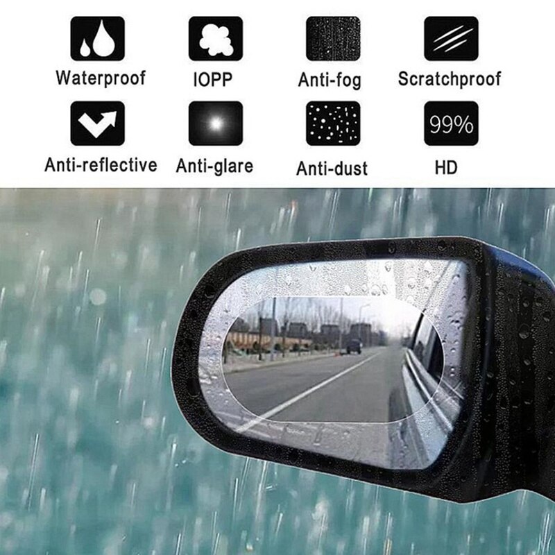 Car RearView Rainproof Film Nano Clear Side Mirror Anti Rain Fog Water Soft Film Protction Sticker Tool Car Exterior 2Pcs/Set