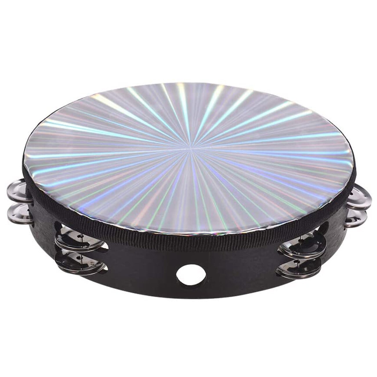 Drewniany promienny tamburyn dzwonek ręczny bęben ręczny odblaskowy instrument perkusyjny zabawka tańcząca śpiewająca akompaniament: 10 cal