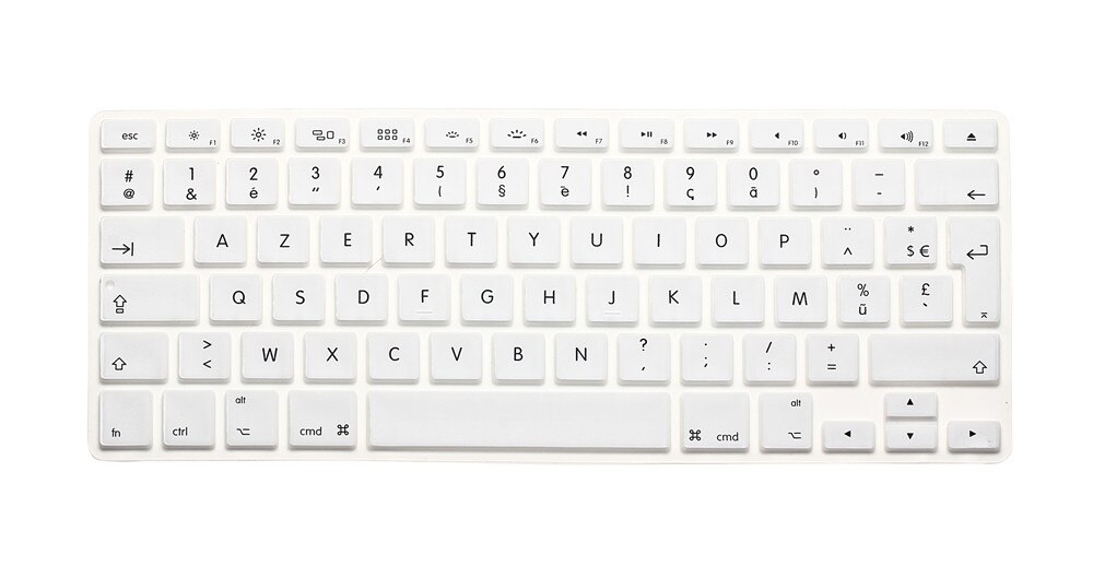 Rygou ranskalainen uk/eu clavier azerty silikoninäppäimistön kuori macbook prolle 13 " 15 " 17 " air 13 tuuman suojakalvo näppäimistölle: Valkoinen