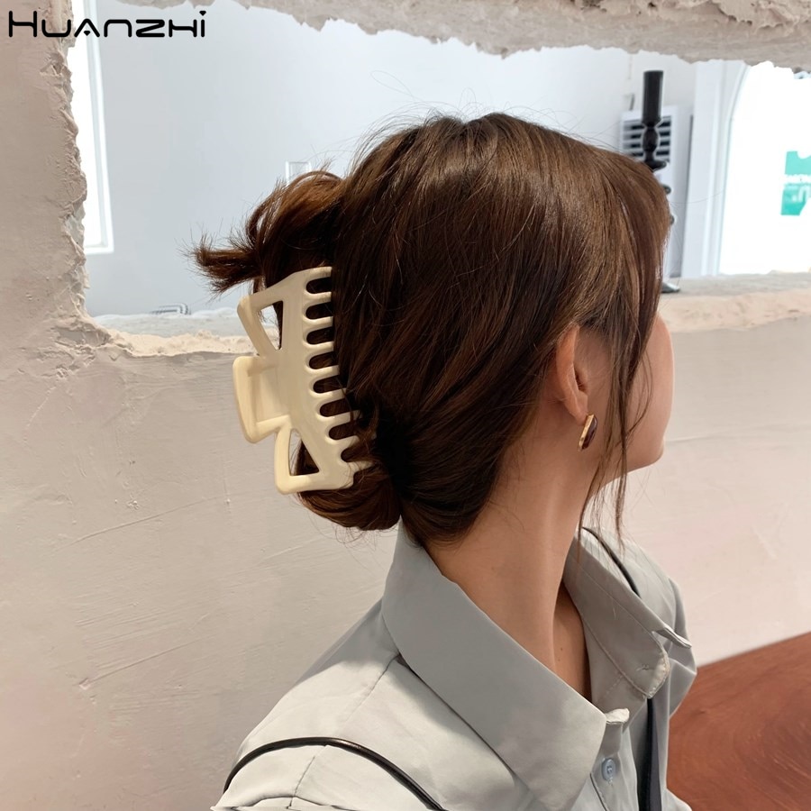 Huanzhi 2020 elegante grande resina multicolorido hairpins banho de cabelo captura tubarão clip para meninas acessórios de cabelo estilo de cabelo fazer