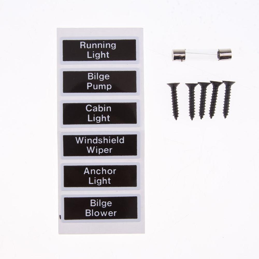 6 Gang Toggle/Rocker Switch Panel &amp; 5A Fuses DC 12/24V For Marine Boat Caravan RV Yacht Camper Truck Trailer ABS Waterproof