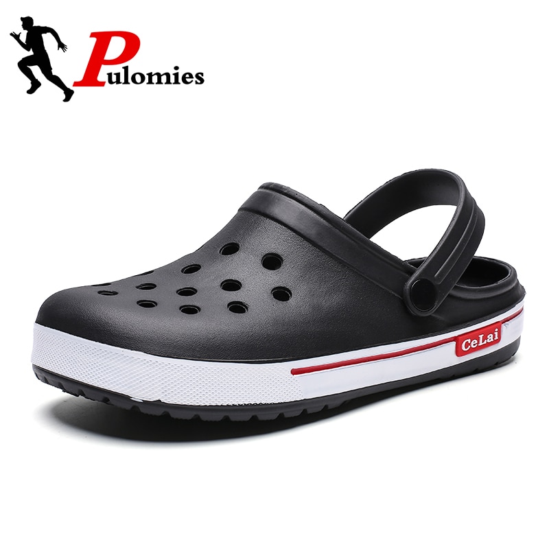 PULOMIES zapatillas de hombre de verano, sandalias zuecos de masaje calzado para jardín al aire libre hombres sandalias de piscina toboganes de baño Mules zapatillas de playa
