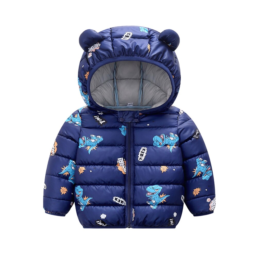 Kinderen Capuchon Jongens En Meisjes Cartoon Winter Kleding Jas Jongens Rits Jas Voor Kinderen Kinderkleding: Navy / 90