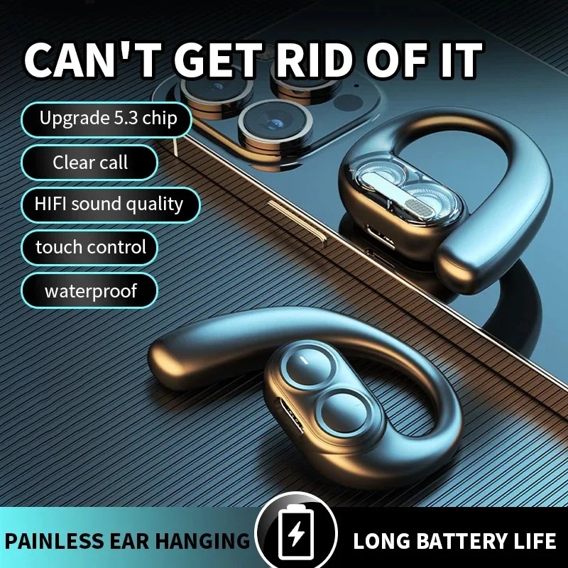 Dubbele Luidspreker Zakelijke Draadloze Hoofdtelefoon Bluetooth 5.4 Oorhaak Mini Hifi Ruisonderdrukking Oortelefoon Met Microfoon Sportgame Headset