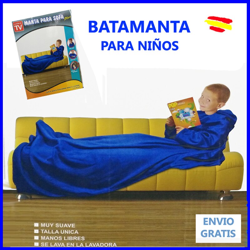 BATAMANTA para NIÑOS MANTA polar con MANGAS Bata SILLON sofa o cama Visto en TV Infantil Talla UNICA batin niño niña invierno