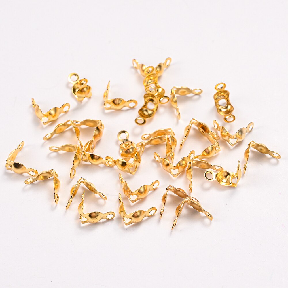 200 Stks/partij Rvs Connector Sluiting Fitting 4*8Mm Ball Chain Calotte End Crimps Kralen Connector Voor Diy sieraden Maken: Gloden