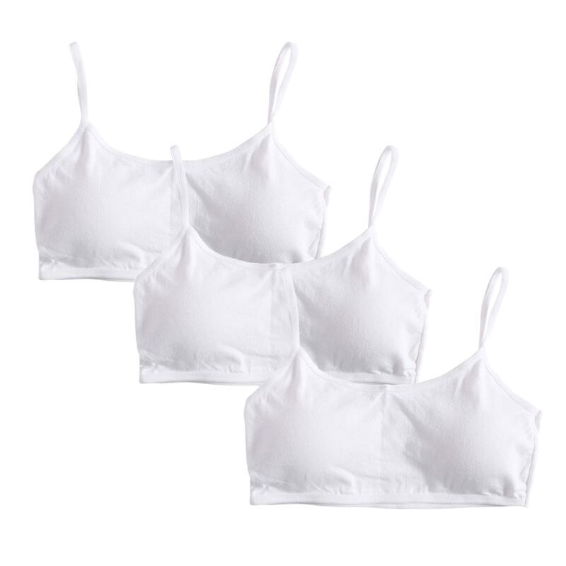 . 3pcs/Lot Young Girls Solid Soft Cotton Bra Puberty Teenage Breathable Underwear: B