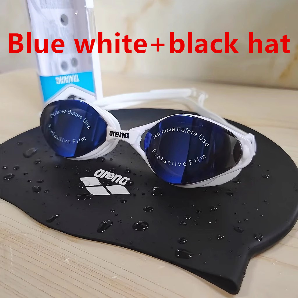 ARENA waterproof and anti fog high-definition adult swimming goggles silicone swim cap