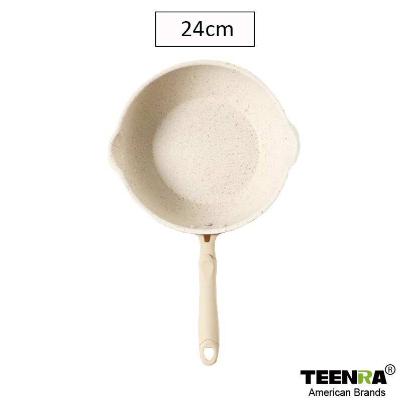 Teenra 20Cm Maifan Stone Wok Non-stick Pan Aluminium Pannen Japanse Huishoudelijke Wok Keuken Ontbijt Pot: 24cm